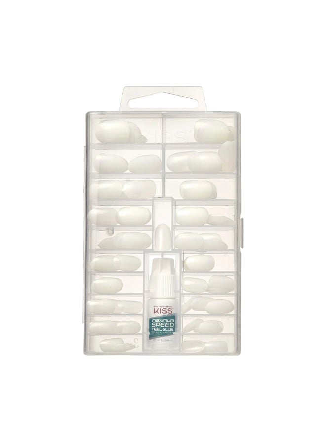 KISS Full-Cover Active Oval Medium Oval Press-on Nails with Glue, Clear, 100 Pieces - Image 2